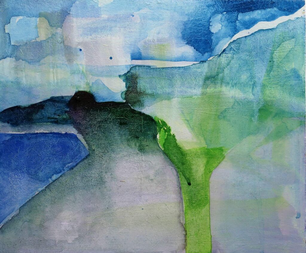 Inland watercolour and gesso on board 25 x 30cm 2013 Julie Brazil